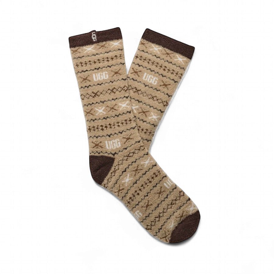 UGG Women's Leslie Graphic Crew Socks, Color: Cola Multi Uggisle, Size: O/S