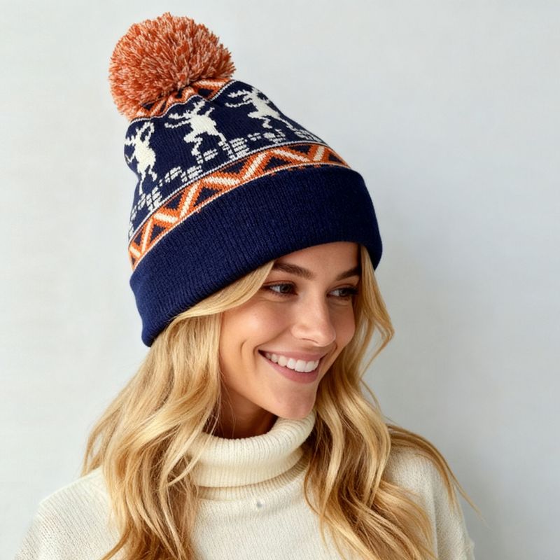 Colisco Unisex Beanie Colorado Moose Dance, Orange/Blue