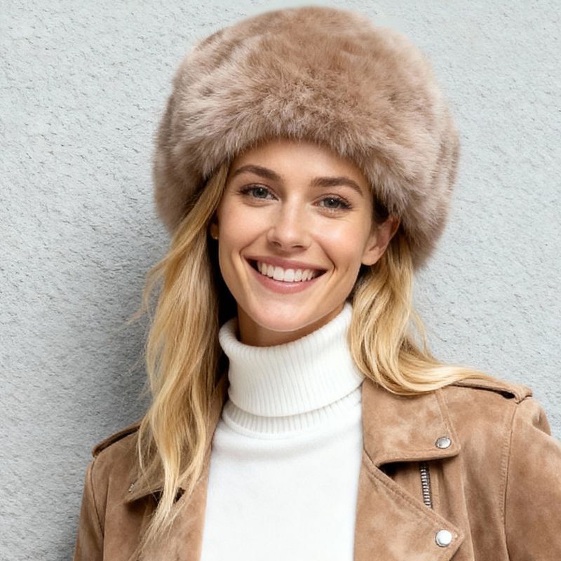 Colisco Women's Faux Fur Winter Hat, Pink