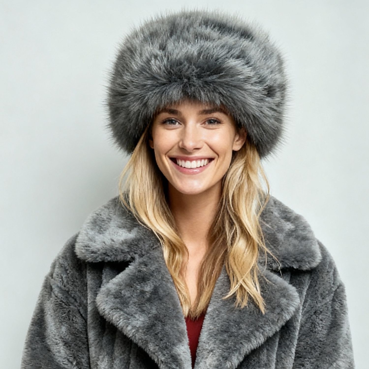 Colisco Women's Faux Fur Winter Hat, Grey, Color: Grey, Size: O/S