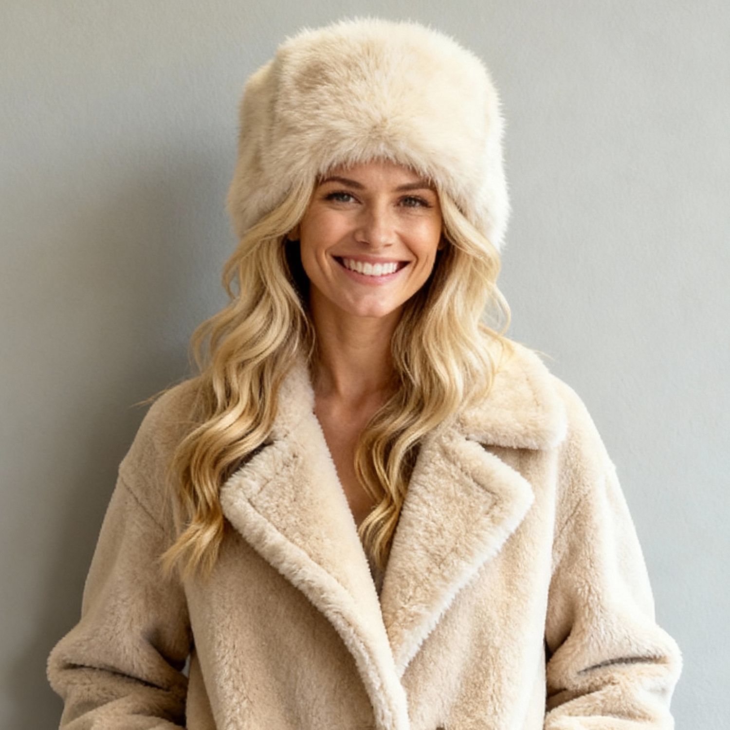 Colisco Women's Faux Fur Winter Hat, White, Color: White, Size: O/S