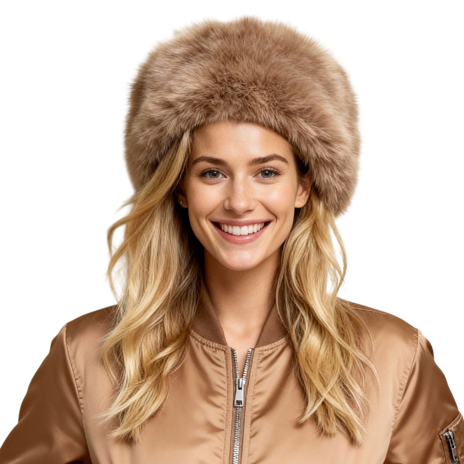 Colisco Women's Faux Fur Winter Hat, Rose, Color: Rose, Size: O/S