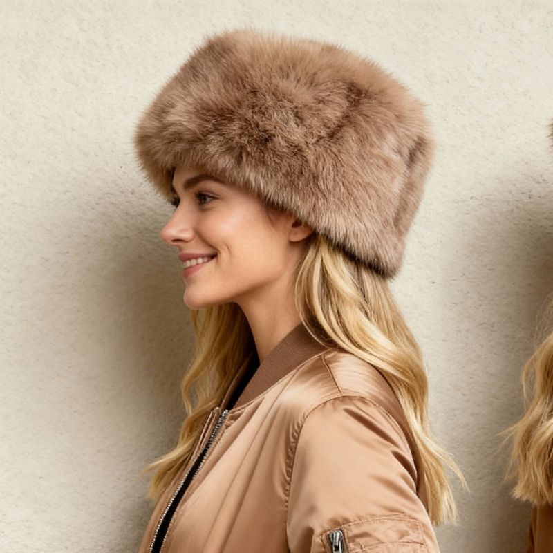 Colisco Women's Faux Fur Winter Hat, Rose