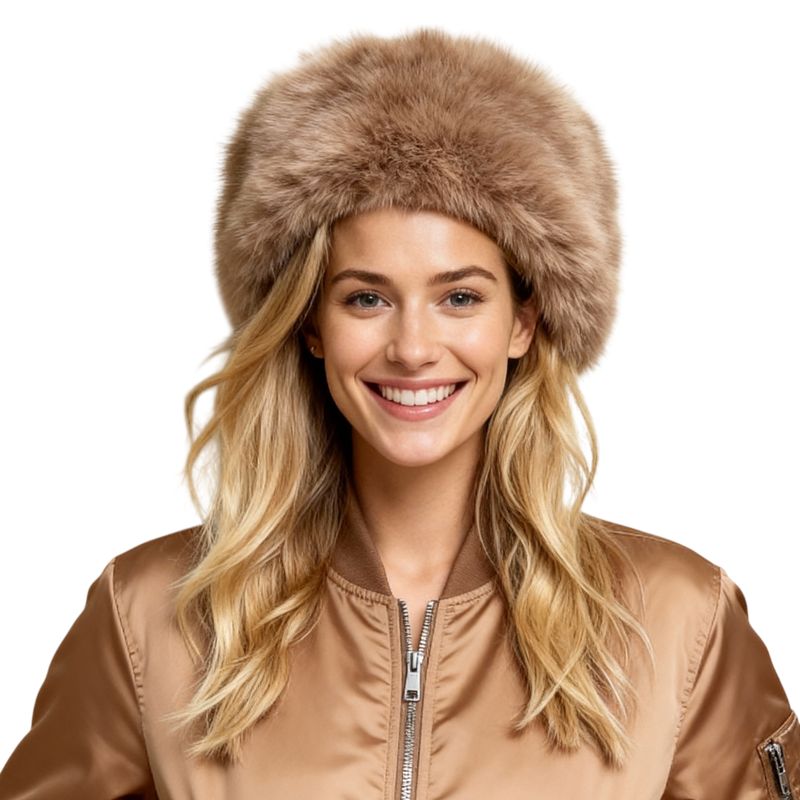 Colisco Women's Faux Fur Winter Hat, Rose