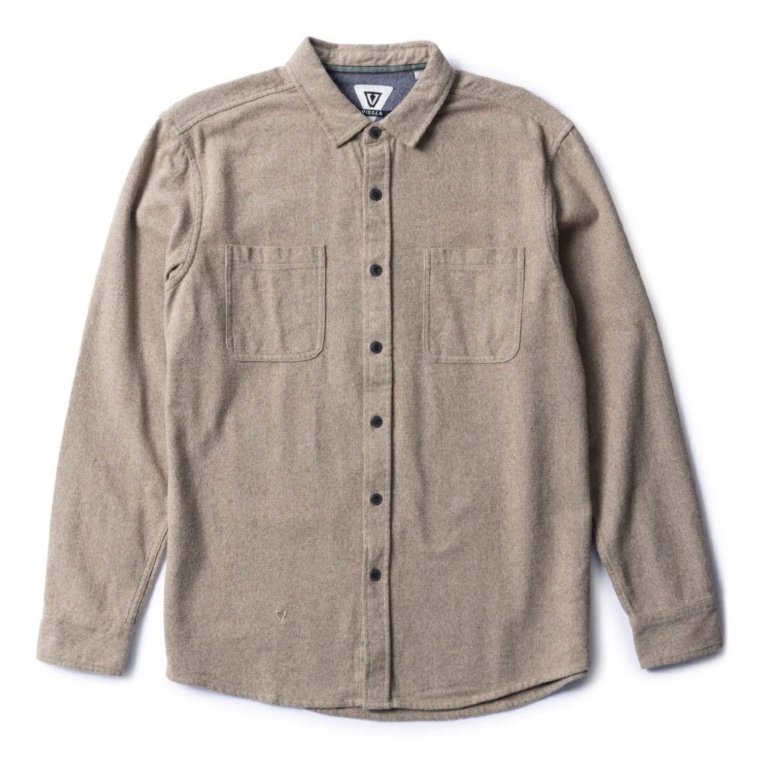 Vissla Shaper Eco Long Sleeve Flannel, Color: Dark Sand, Size: M