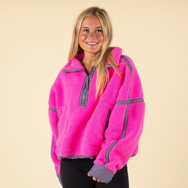 Mountain High Half Zip Fleece, Color: Fuschia Flirt Combo, Size: XS