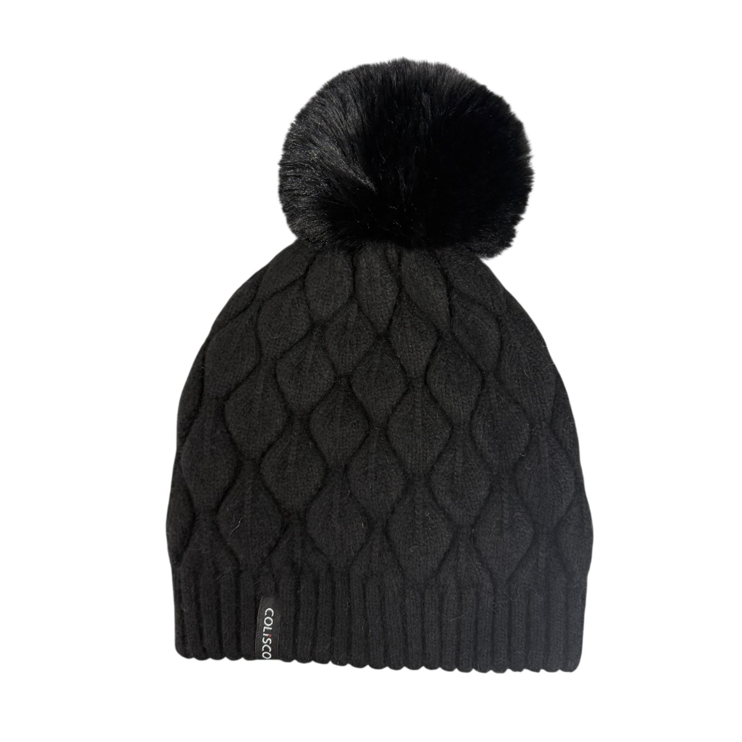 Colisco Chunky Knit Pom Pom Beanie, Black, Color: Black