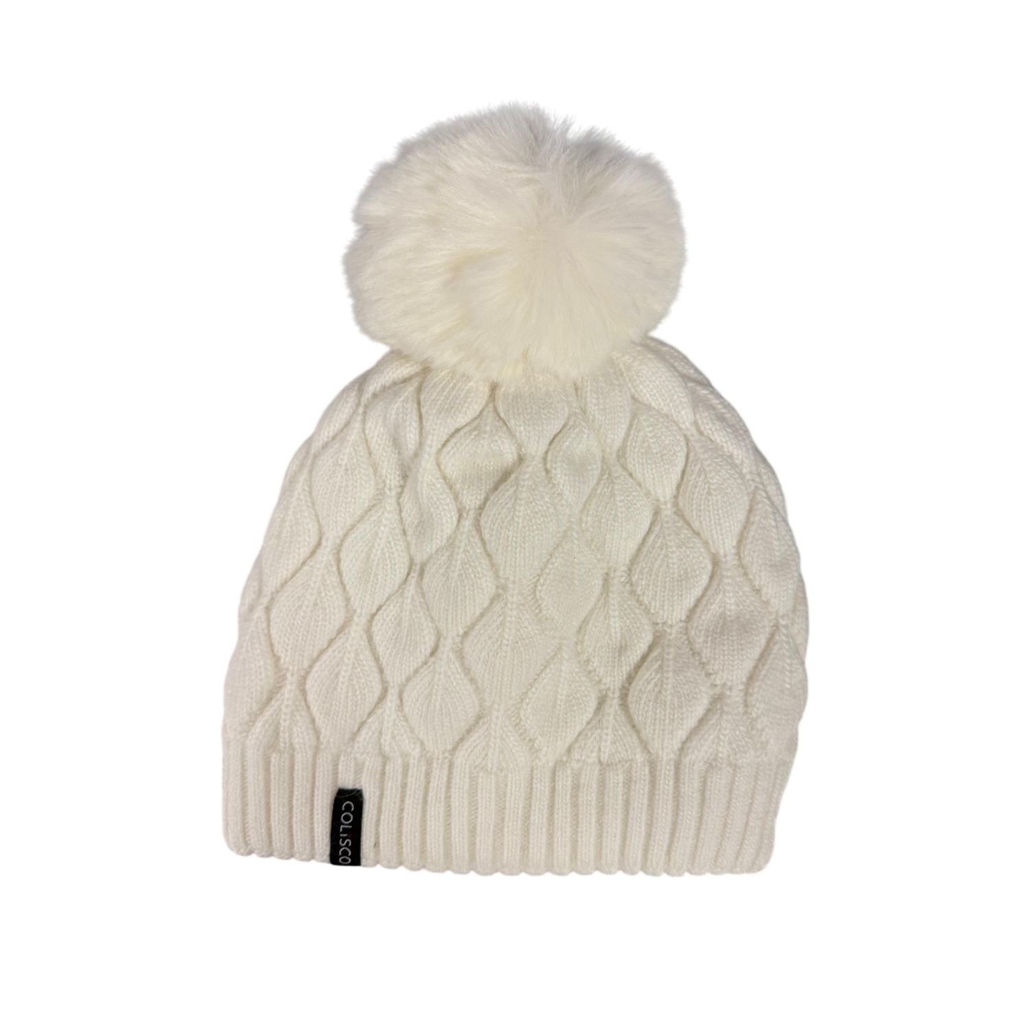 Colisco Chunky Knit Pom Pom Beanie, White