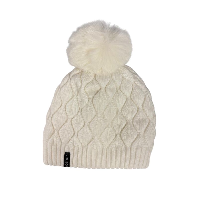 Colisco Chunky Knit Pom Pom Beanie, White