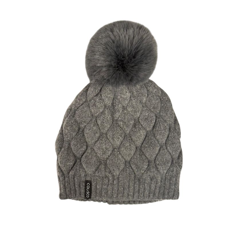 Colisco Chunky Knit Pom Pom Beanie, Grey
