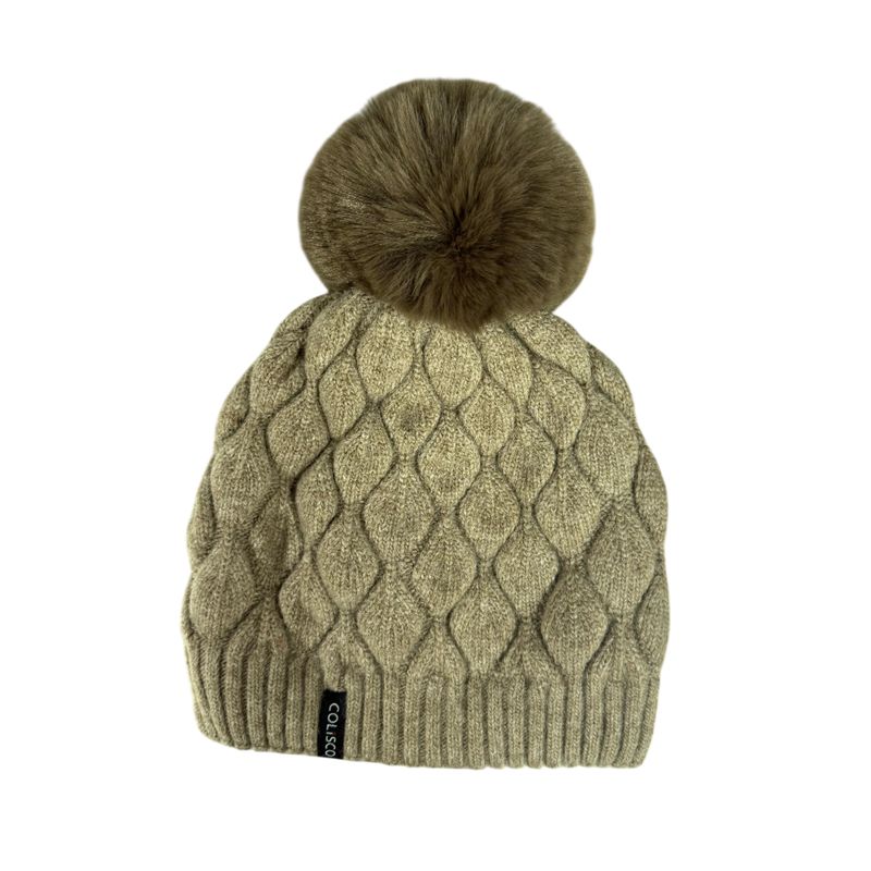 Colisco Chunky Knit Pom Pom Beanie, Sand