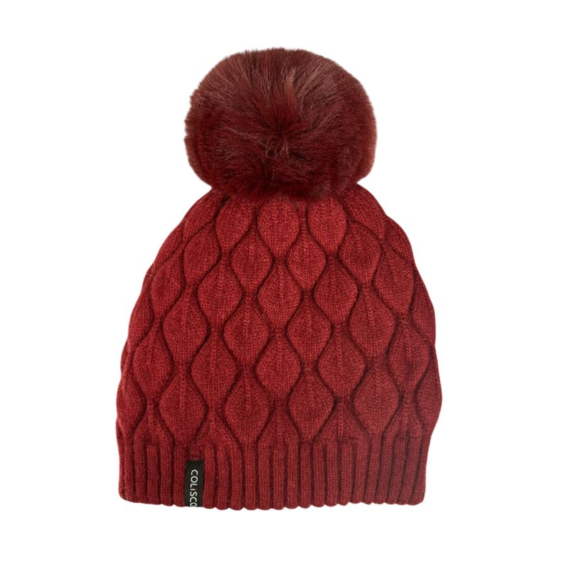 Colisco Chunky Knit Pom Pom Beanie, Red