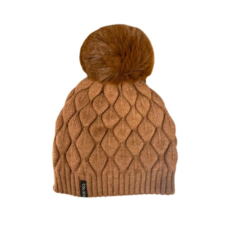 Colisco Chunky Knit Pom Pom Beanie, Toffee