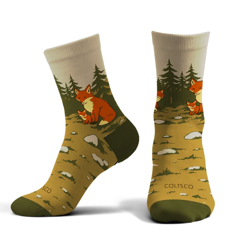 Colisco Unisex Crew Socks, Fox &amp; Forest