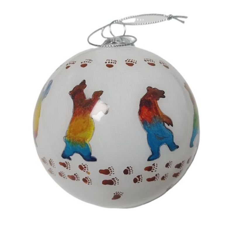 Colisco Bear Dancing Hand Painted Glass Ornament
