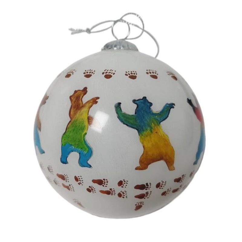 Colisco Bear Dancing Hand Painted Glass Ornament
