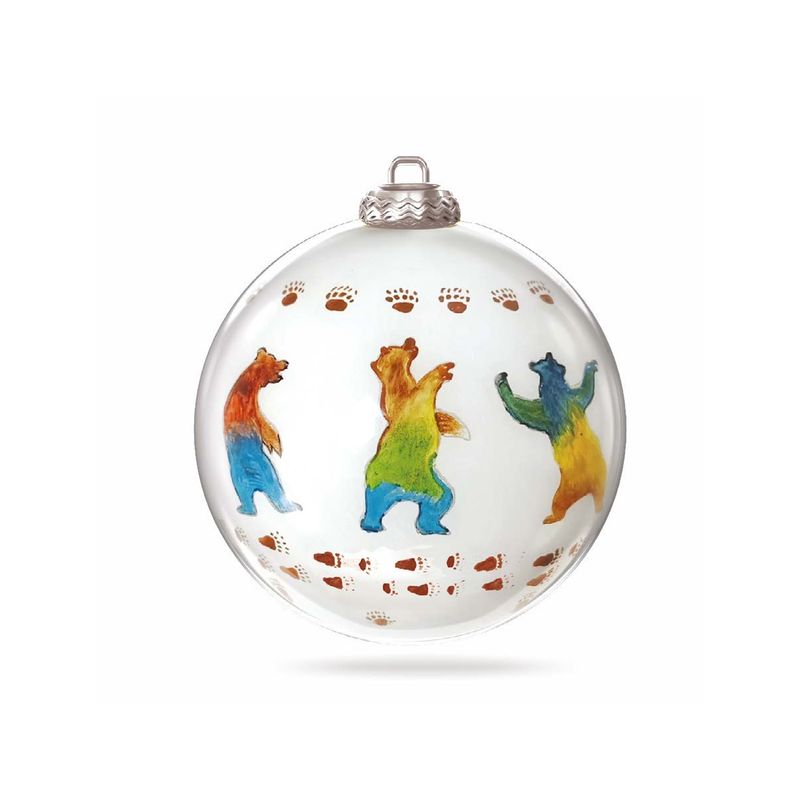 Colisco Bear Dancing Hand Painted Glass Ornament, 80mm