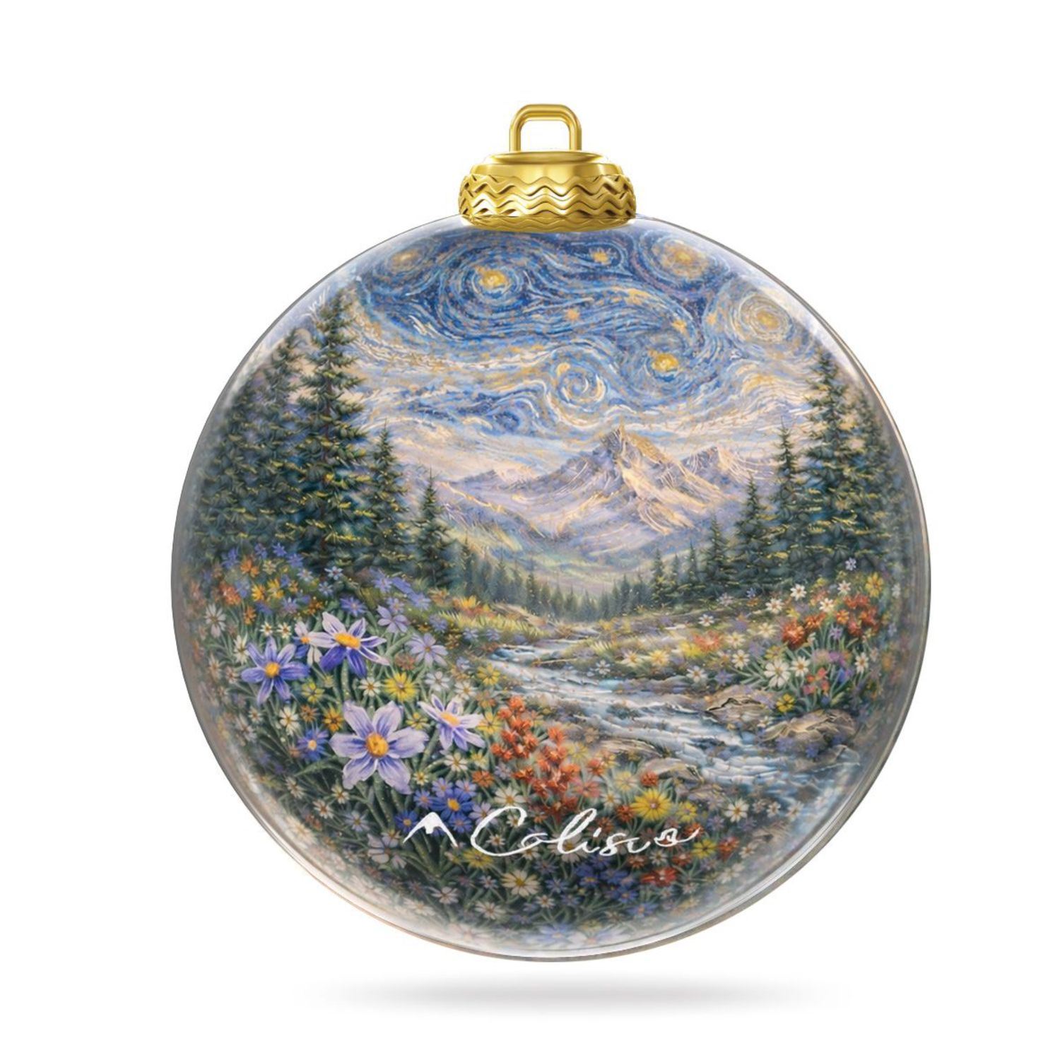 Colisco Trail of Wildflowers Hand Painted Glass Ornament