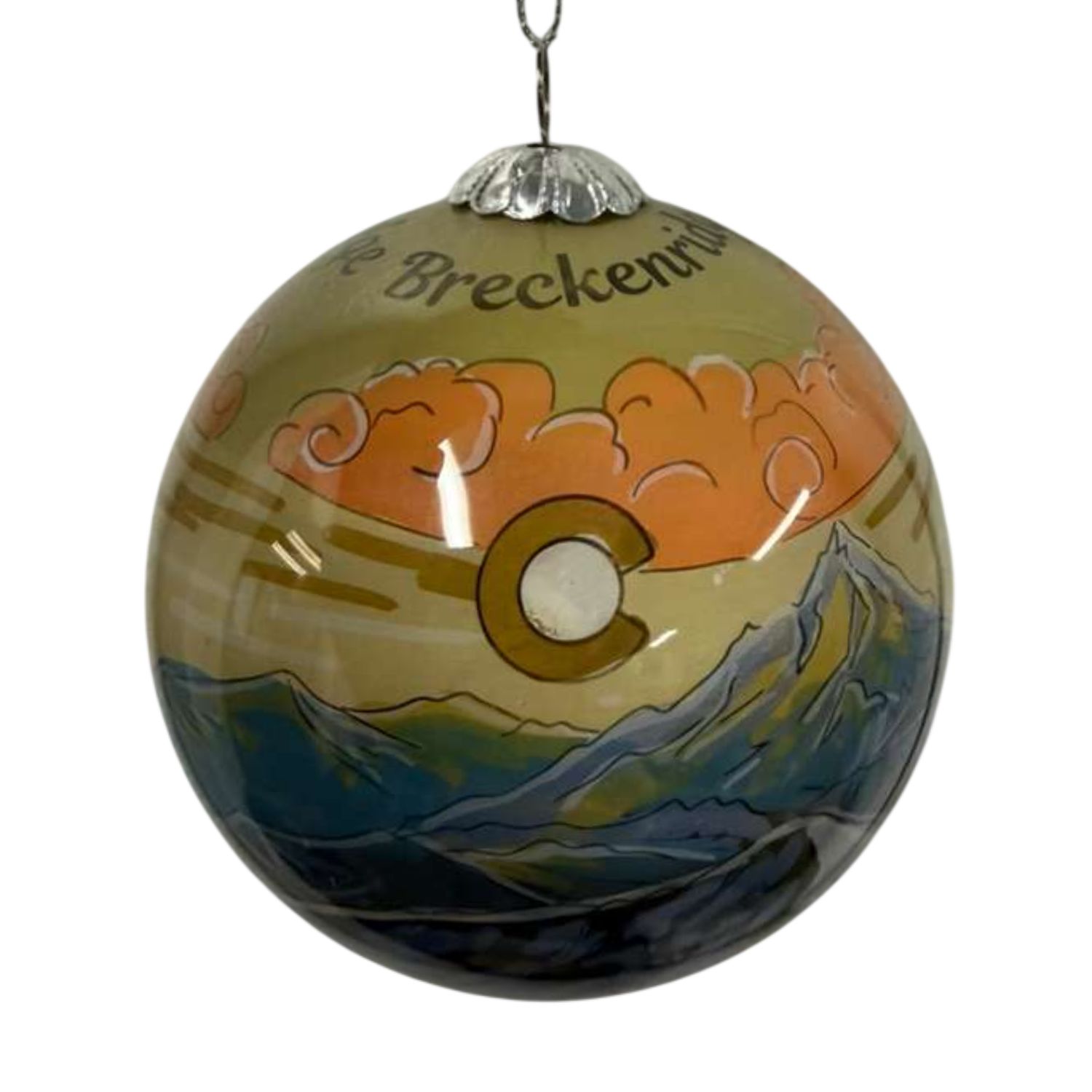 Colisco Colorado Rocky Mountain Peak Breckenridge Hand Painted Glass Ornament