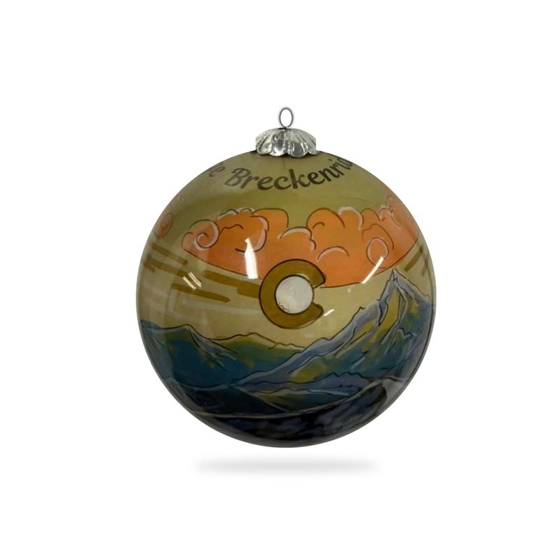 Colisco Colorado Rocky Mountain Peak Breckenridge Hand Painted Glass Ornament, 80mm