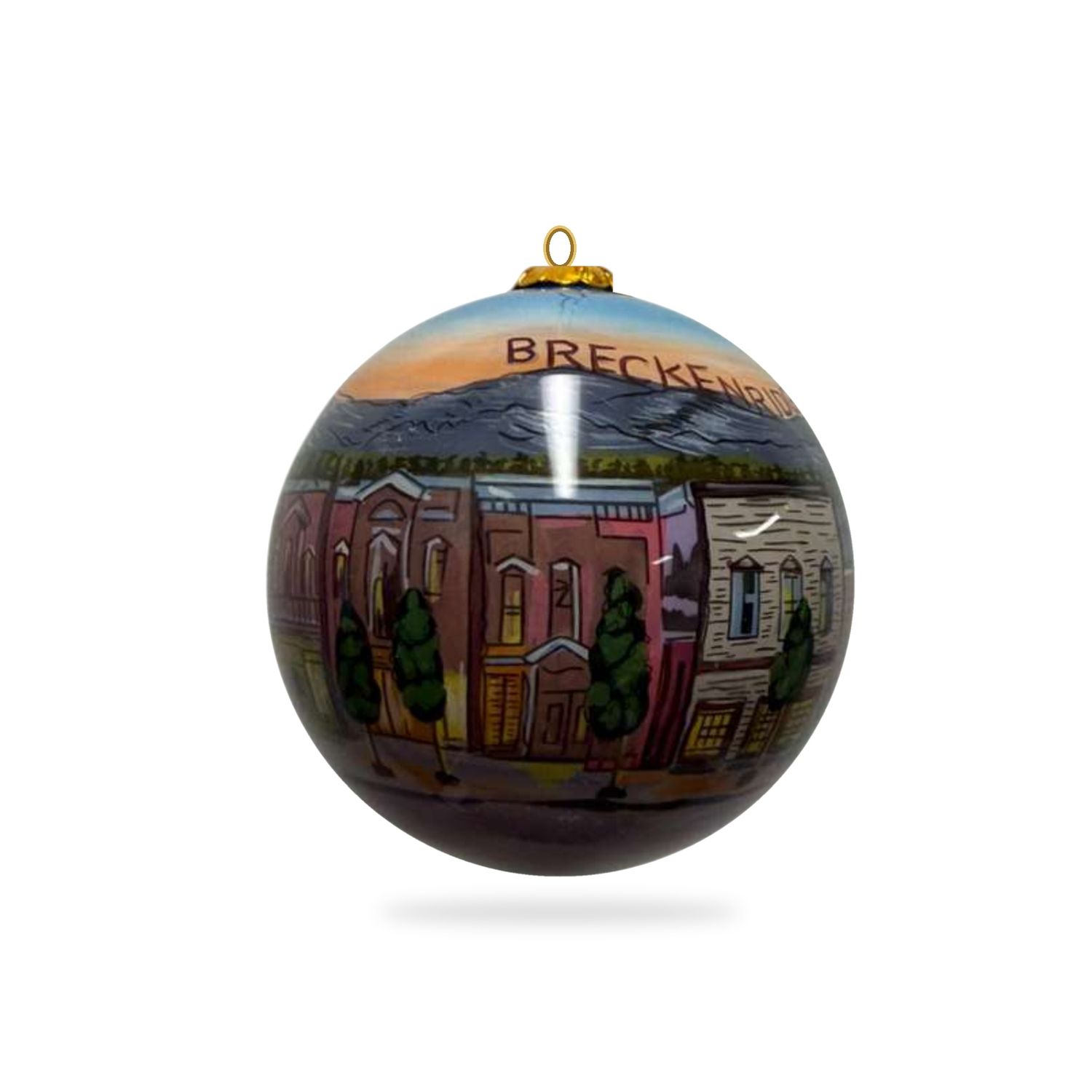 Colisco Breckenridge Main Street Hand Painted Glass Ornament, 80mm
