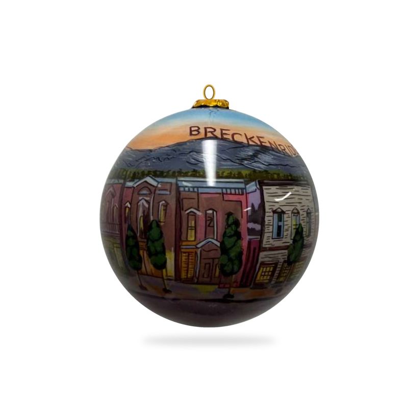 Colisco Breckenridge Main Street Hand Painted Glass Ornament, 80mm