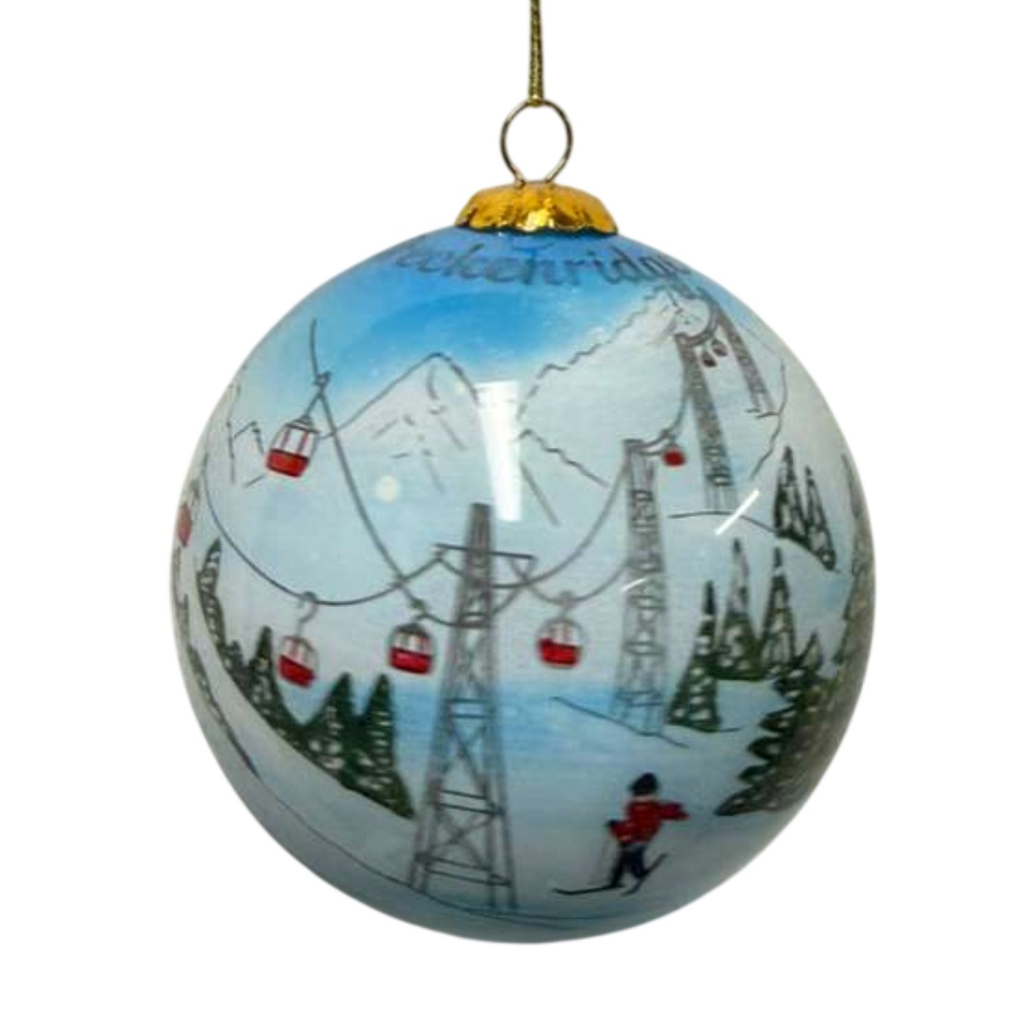 Colisco Family Ski Weekend Breckenridge Hand Painted Glass Ornament