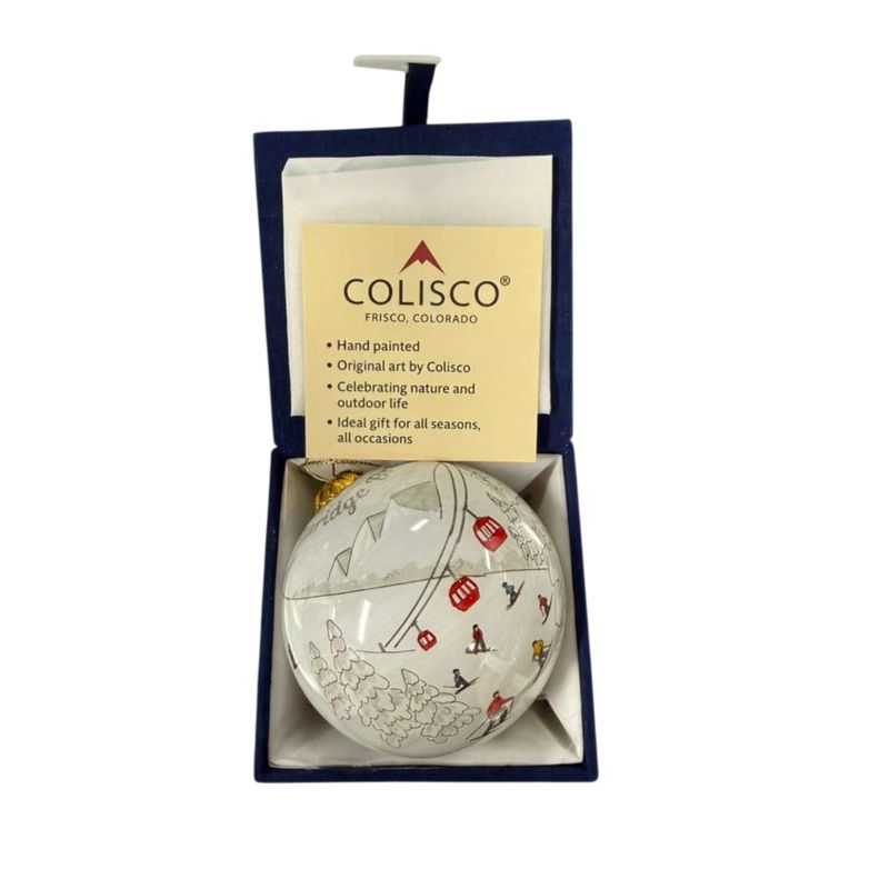Colisco Gondola &amp; Skiers Breckenridge Hand Painted Glass Ornament