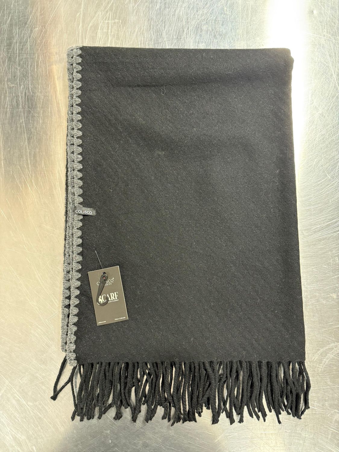 Colisco Blanket-Stitch Edging Scarf, Black, Color: Black