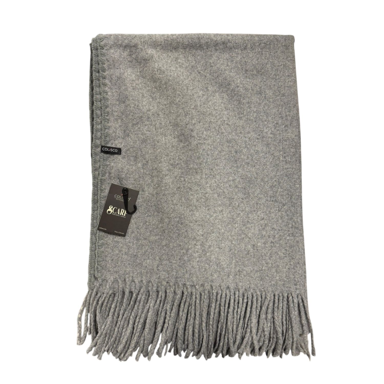 Colisco Soft Wool Blend Stitch Edging Scarf, Grey, Color: Grey