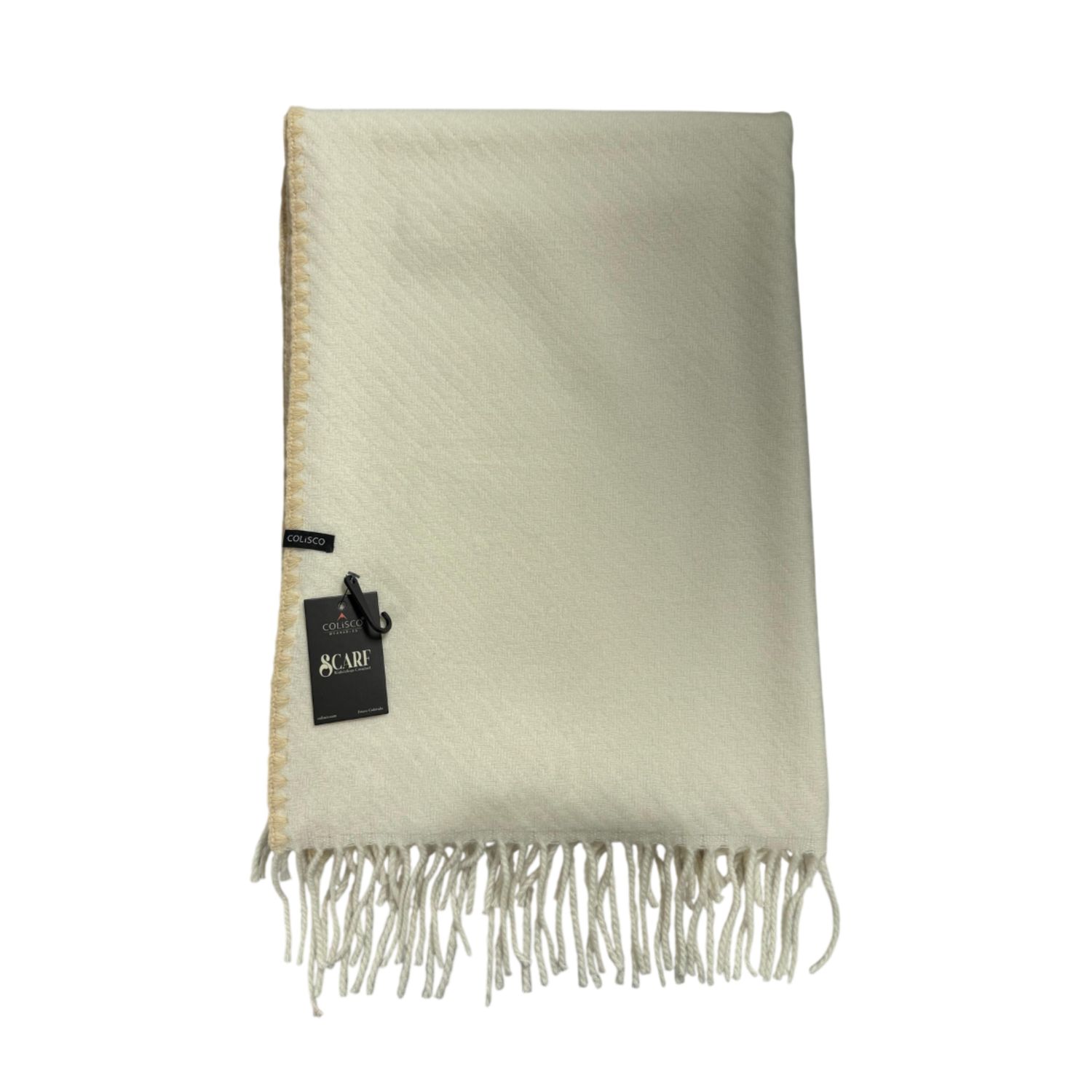 Colisco Soft Wool Blend Stitch Edging Scarf, Ivory’s, Color: Ivory