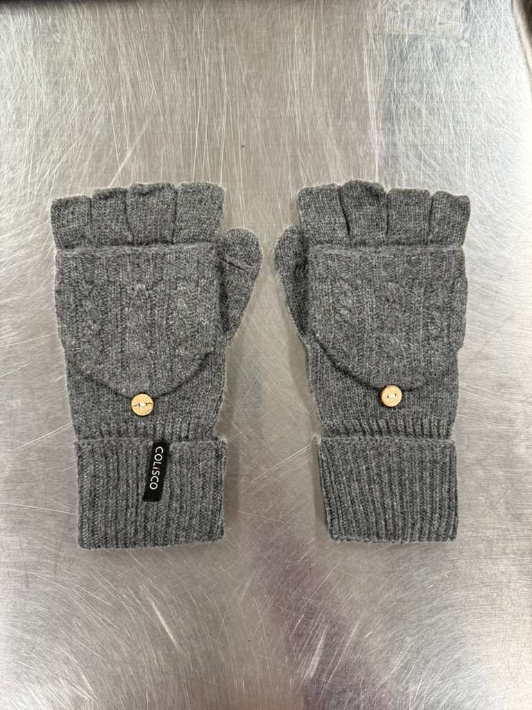 Colisco Cable-Knit Convertible Mittens, Dark Grey, Color: Dark Grey