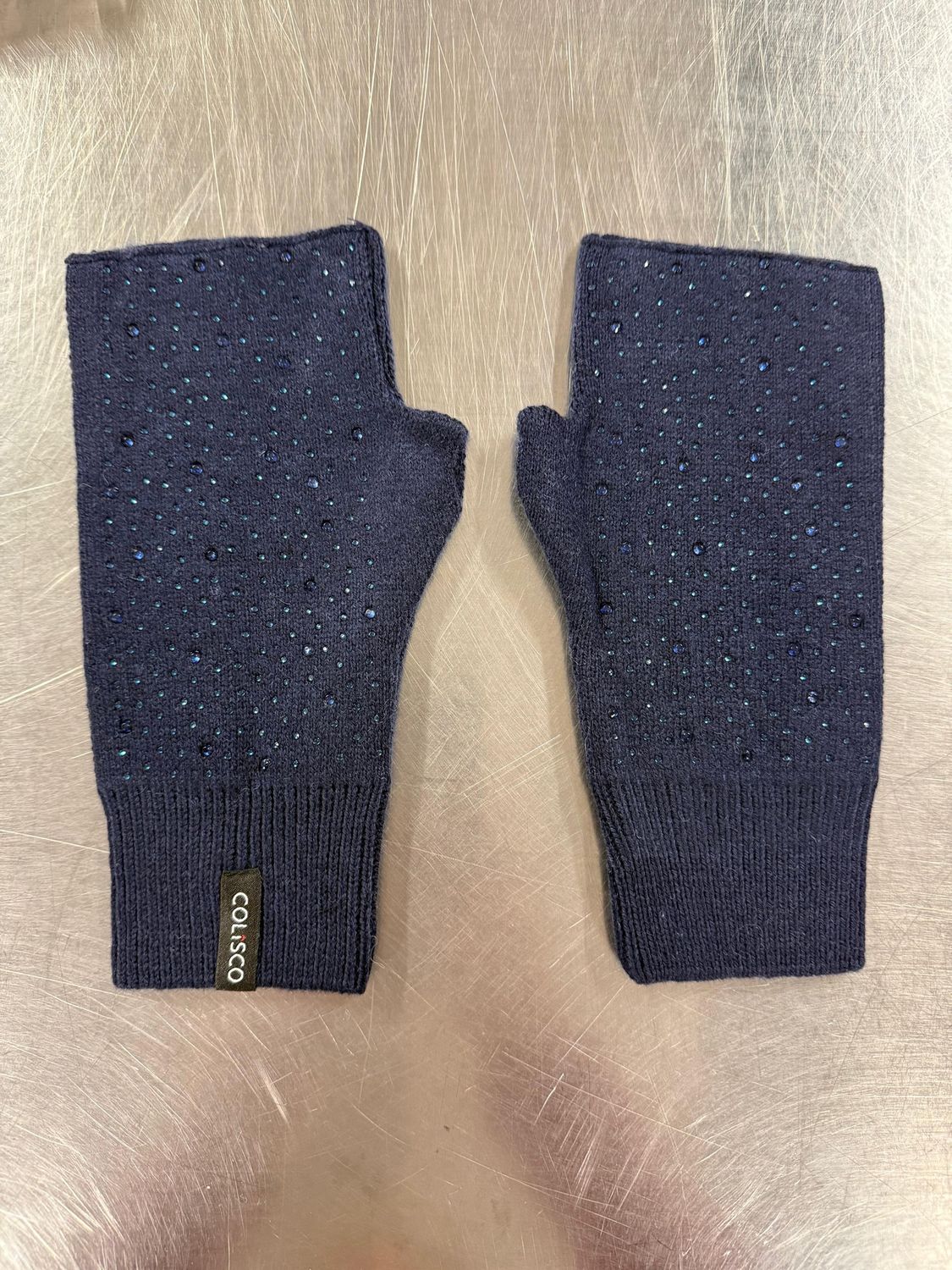 Colisco Embellised Fingerless Gloves, Navy, Color: Navy