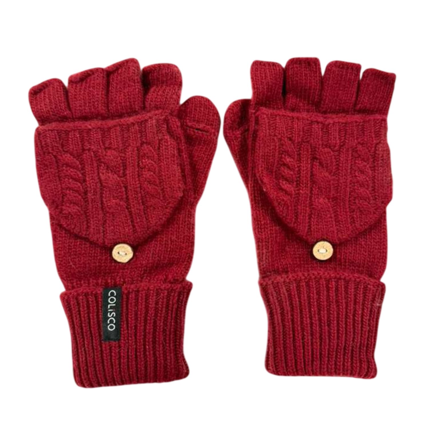 Colisco Cable-Knit Convertible Mittens, Red, Color: Red