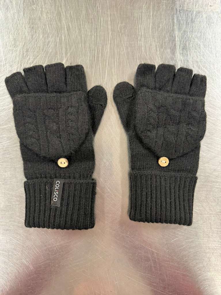 Colisco Cable-Knit Convertible Mittens, Black, Color: Black