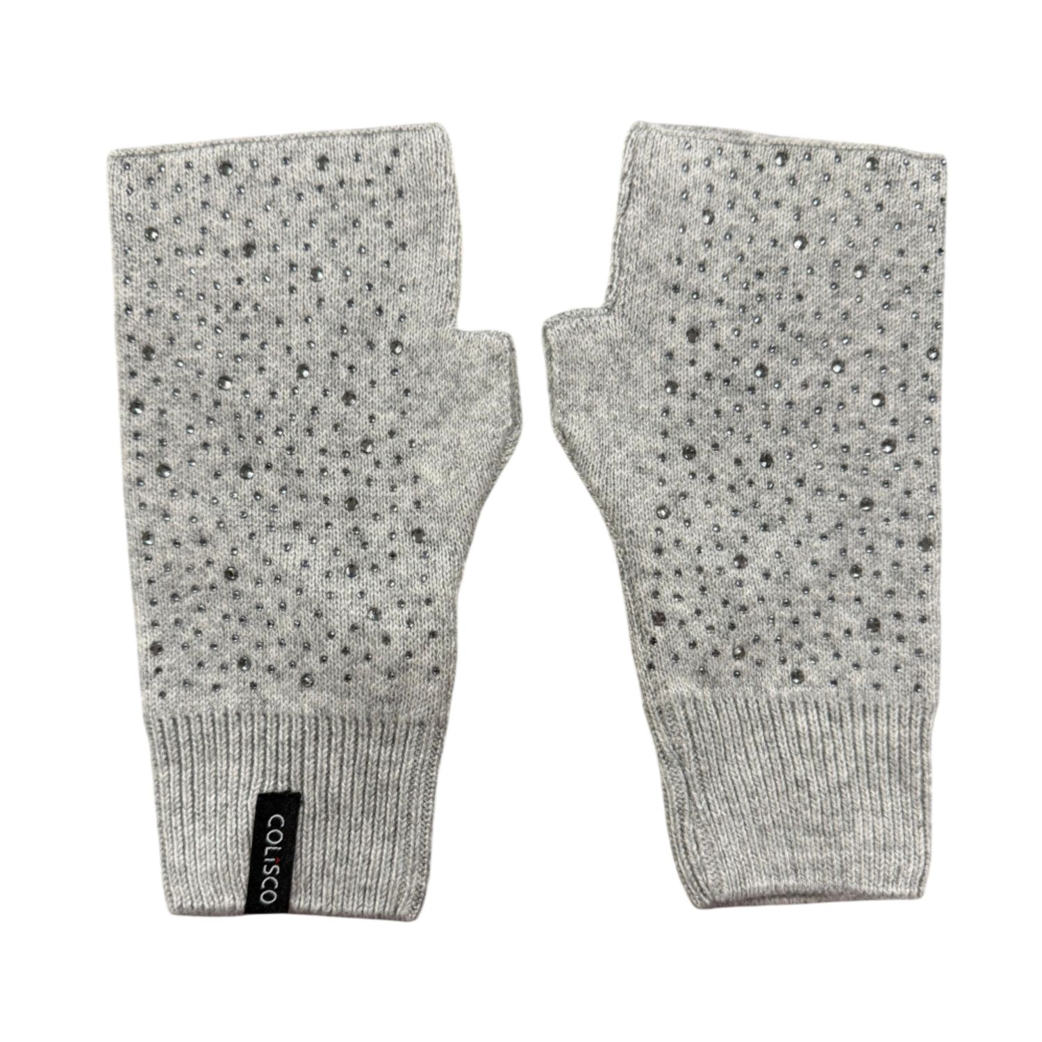 Colisco Embellished Fingerless Gloves, Light Grey, Color: Light Grey