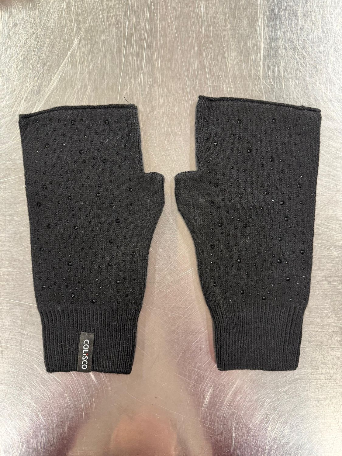 Colisco Embellished Fingerless Gloves, Black, Color: Black