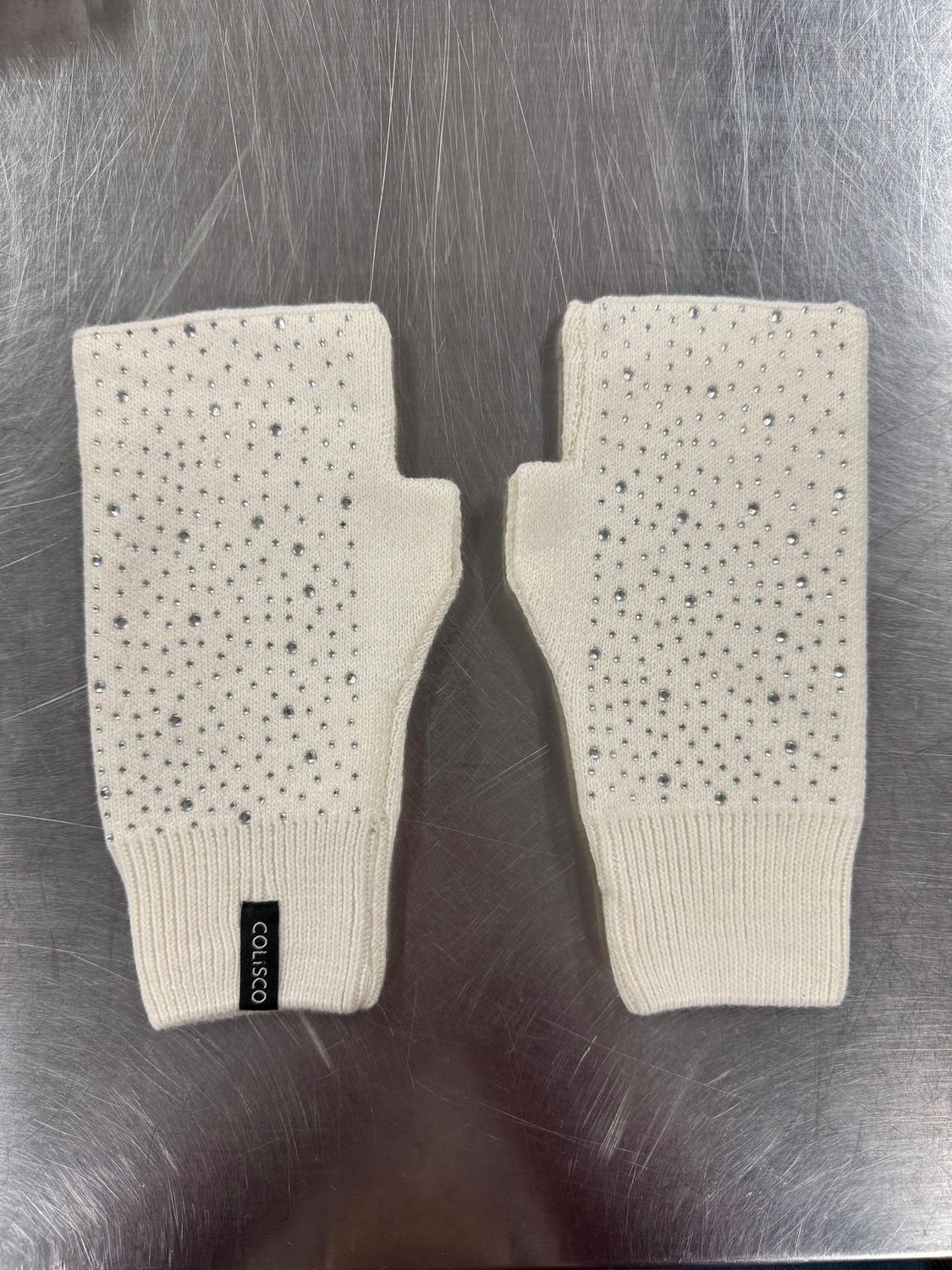 Colisco Embellished Fingerless Gloves, Ivory, Color: Ivory