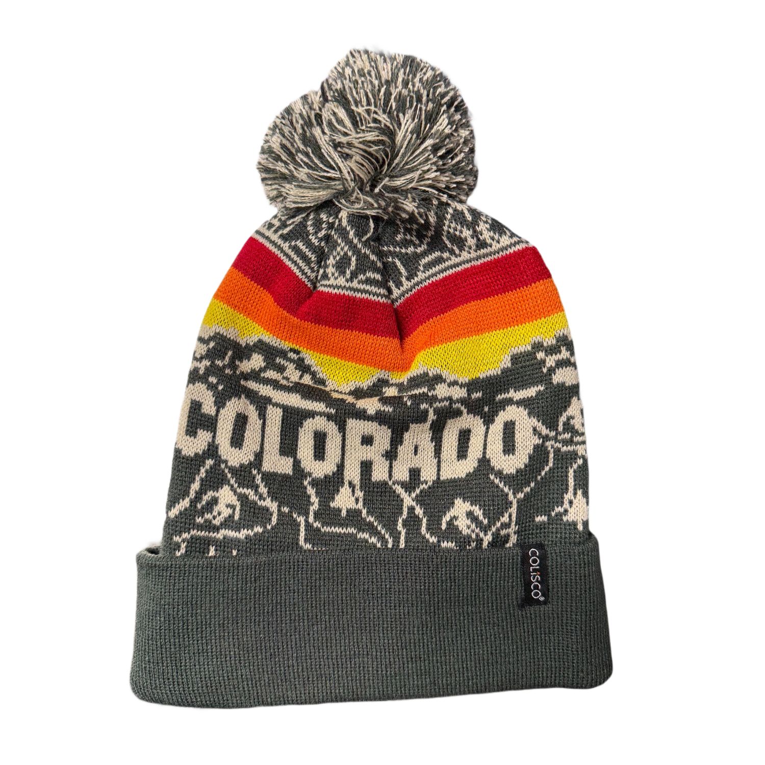 Colisco Pom Pom Beanie, CO Mountain Sunset, Design: CO Mountain Sunset