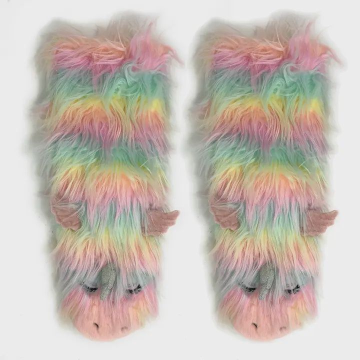 Funky Unicorn | Women's Animal Fluffy Gripper Slippers
