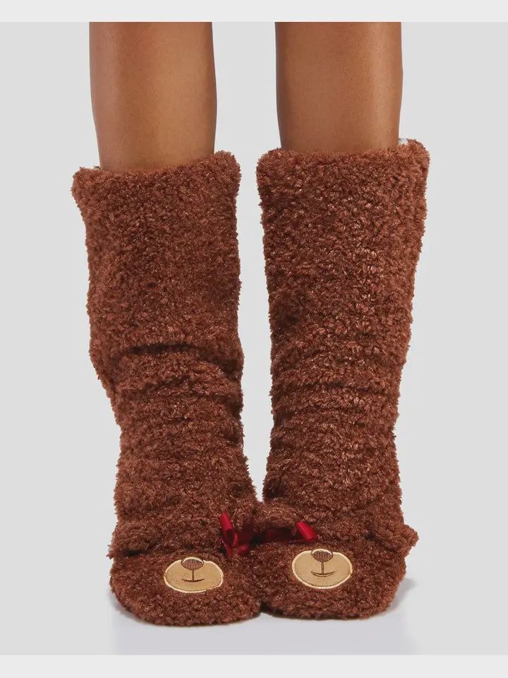 Teddy Burr | Women's Funny Fuzzy House Slipper Socks