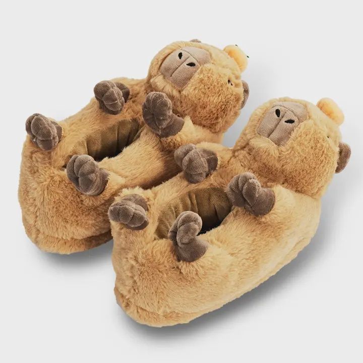 Mabel the Capybara | Kid's Animal Plush Non-Slip Slippers