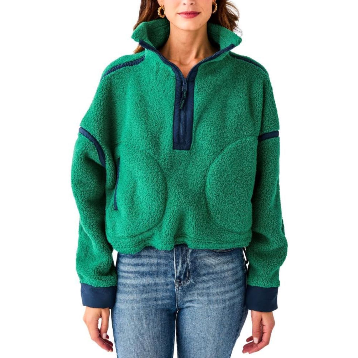Mountain High Half Zip  Fleece, Color: Green Glow, Size: XS