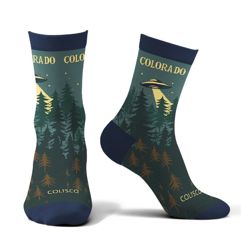 COLISCO Unisex Crew Socks - Night Forest Alien