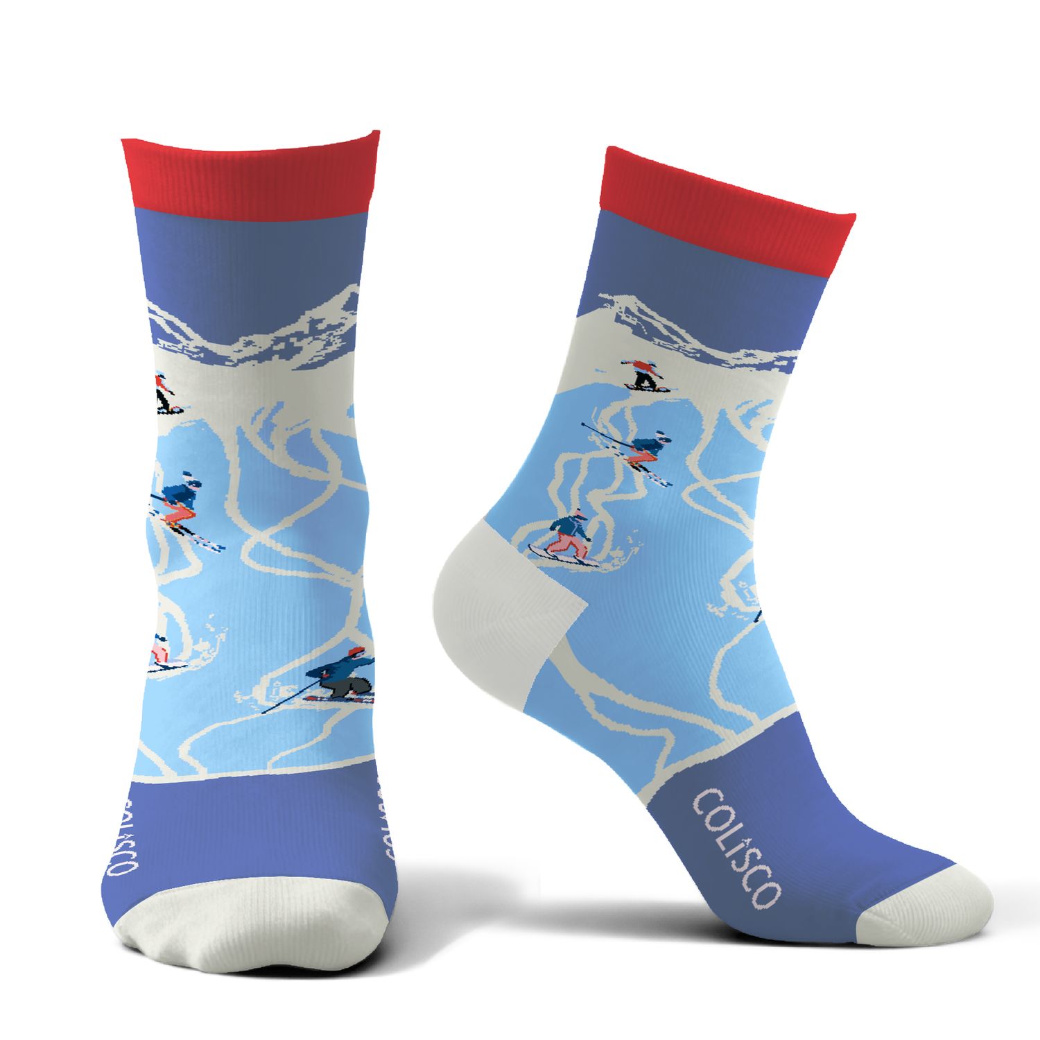 COLISCO Unisex Crew Socks - Ski and Snowboard, Design: Ski and Snowboard