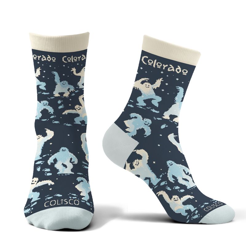 COLISCO Unisex Crew Socks - Frost Yeti Colorado