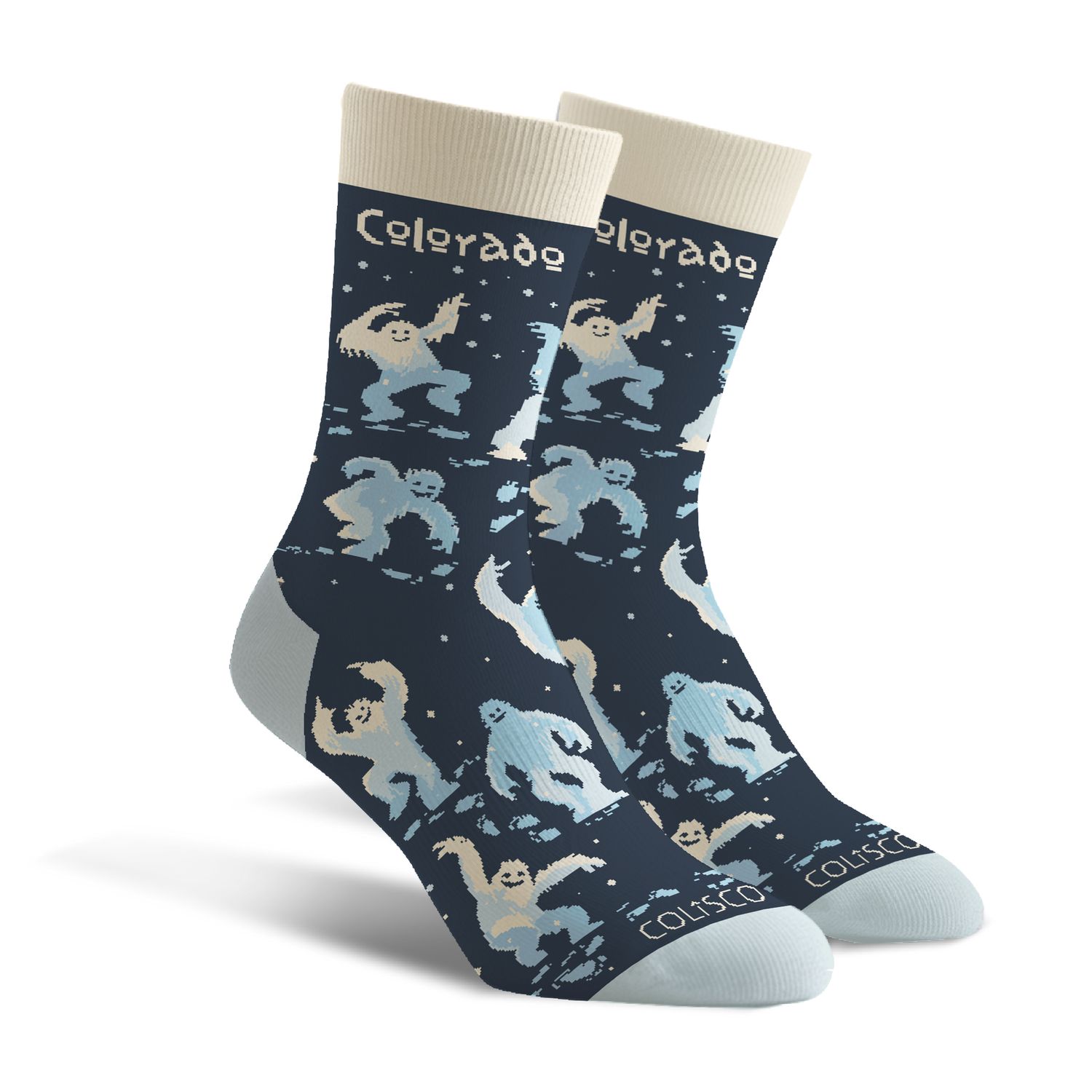 COLISCO Unisex Crew Socks - Frost Yeti Colorado, Design: Frost Yeti Colorado