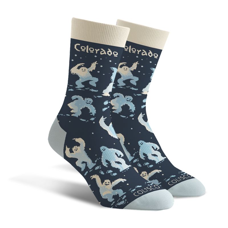 COLISCO Unisex Crew Socks - Frost Yeti Colorado