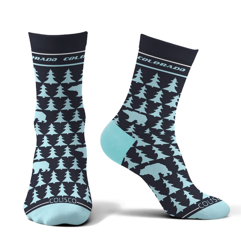 COLISCO Unisex Crew Socks - Midnight Pine Bear