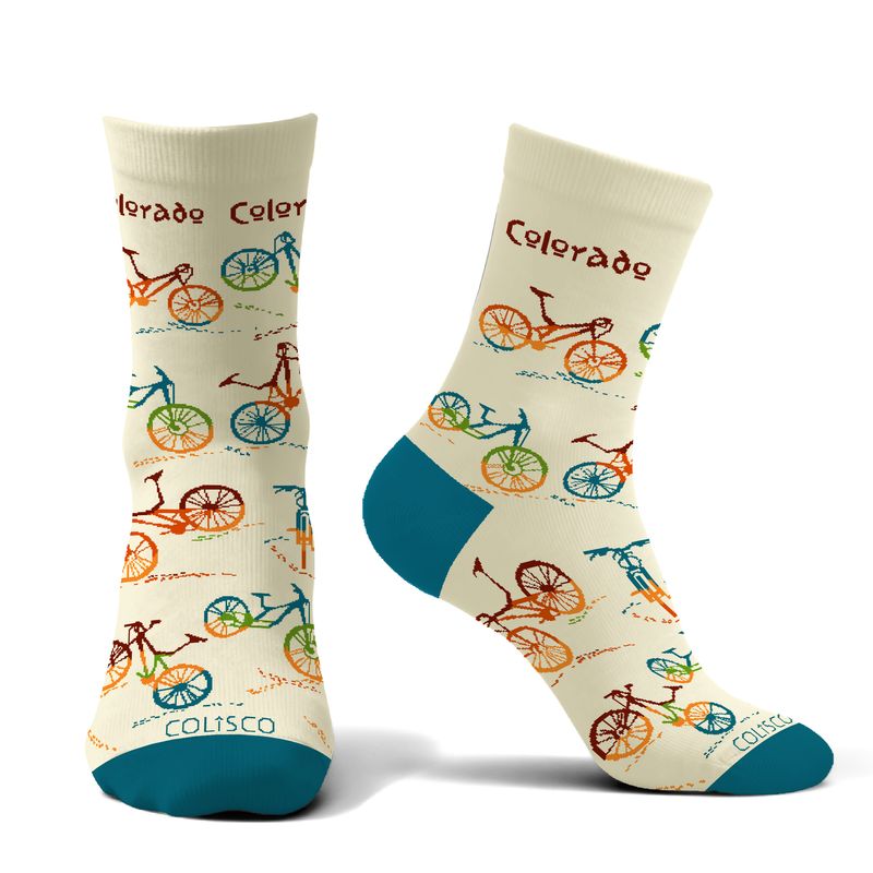 COLISCO Unisex Crew Socks - Colorado Bike Ride